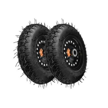 Imagem de Kit 2 Rodas Com Pneu Reforçada Para Carga Carrinho Plataforma 200kg 35