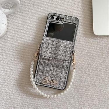 Imagem de Capa de telefone com pacote de cartão para Samsung Galaxy Z Flip 6 5 4 3 Capa protetora traseira para ZFlip4 ZFlip5 ZFlip6 Shell, cinza, para Z Flip 5