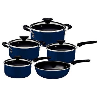 Imagem de Conjunto de Panelas em Alumínio 05 Peças Tunis - Tramontina, Azul Medi
