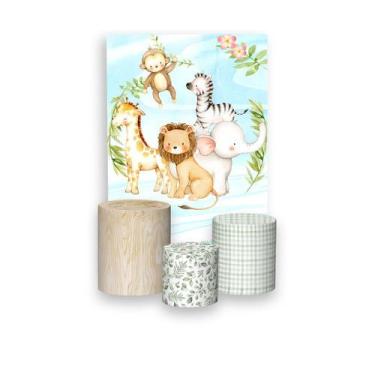 Imagem de Painel De Festa Vertical 1,50 x 2,20 + Trio De Capas Cilindro - Safari