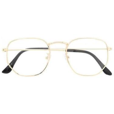 Imagem de Armação Óculos De Grau Masculino Hexagonal Dourado - Shark Óculos