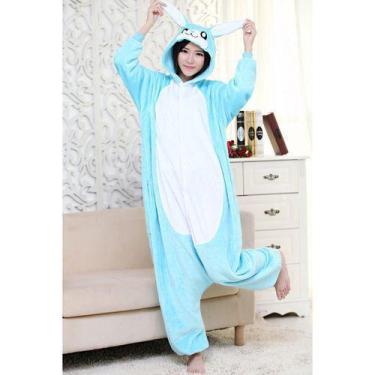 Imagem de Pijama Coelho Azul Adulto 100% Algodão A Pronta Entrega - Mundo Fantas