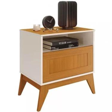 Imagem de Mesa de Cabeceira Urban 1 Gaveta EDN Cor Off White Cedro - Estrela Móv