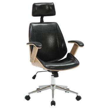 Imagem de Cadeira de Escritório Lisboa - Natural e PU Preto - rivatti