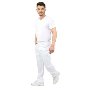 Imagem de Calça Branca Masculina cós 1/2 Elástico - DEMORGAN, Branco, 40