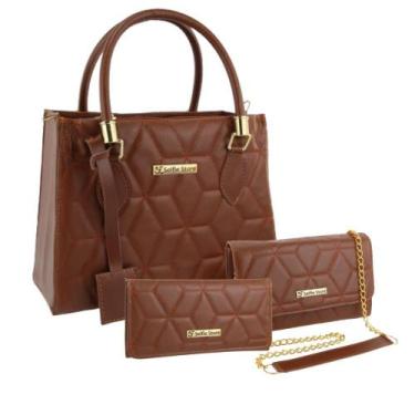 Imagem de Bolsa Feminina Grande Tote Casual + Bolsa Flap + Carteira - Selfie Sto