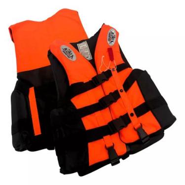 Imagem de Colete Salva Vida 80kg a 90Kg Laranja Neon Pescador Adulto - Têxtil Sa