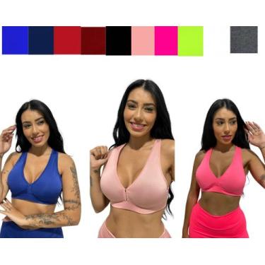Imagem de kit 3 top nadador com bojo removível feminino TB moda fitness, Sortida
