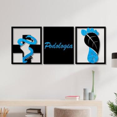 Imagem de Conjunto 3 Quadros Vazados Podologia 2 com Acrílico - PS Decor, 30cm x