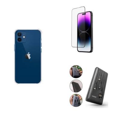 Imagem de Kit Carregador Portátil BlueStar 10.000mAH  íPhone 12 + Capa + Películ
