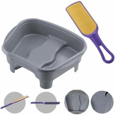 Imagem de Kit Bacia para Pés Pedestal + Lixa Dupla face Pedicure Salão de Beleza