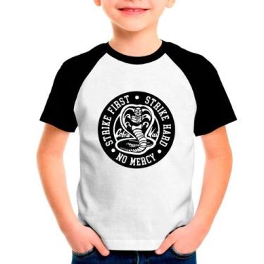 Imagem de Camiseta Raglan Infantil Cobra Kai 02 - DESIGN CAMISETAS, Preto, 14