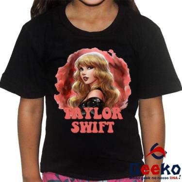 Imagem de Camiseta Infantil Taylor Swift 100% Algodão Geeko Pop, Preto, 8