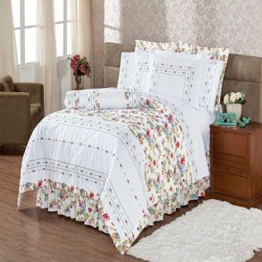 Imagem de Kit Enxoval Queen Belize Floral Azul e Vermelho Enxovais Aquarela 11 p