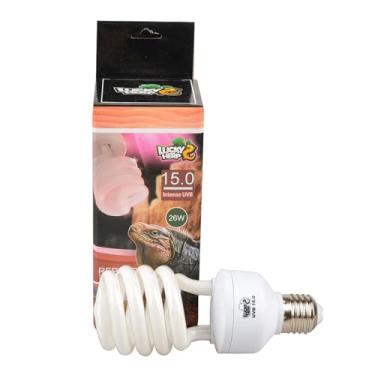 Imagem de LUCKY HERP Lâmpada de terrário fluorescente intensa UVB 15.0, lâmpada UB para répteis, lâmpada compacta (26 watts)