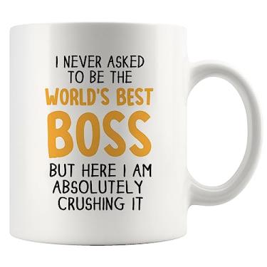 Imagem de Caneca de café I Never Asked To Be The World's Best Boss Presentes de chefe para colega de trabalho para gerente Employer From Employee White Novelty Drinkware (branco, 325 ml)