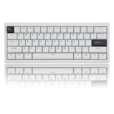 Imagem de Cmokifuly GMK61 Teclado mecânico 60%, teclas PBT trimodo, interruptores lineares, 61 teclas, placa montada com junta RGB virada para sul, teclado para jogos Win/MAC (interruptor branco, marrom)
