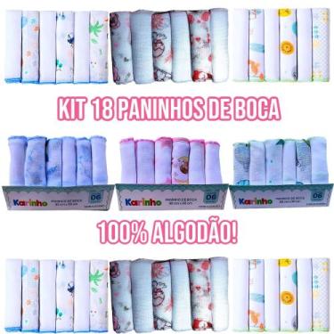 Imagem de Kit 18 Paninho De Boca Bebe Babete 30x30cm Fralda Pano Bebê 100% Algod