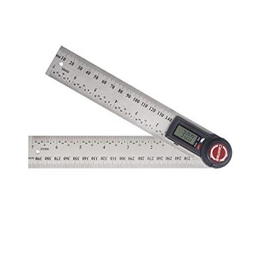 Imagem de GemRed Ferramenta de localizador de ângulo digital, medidor de ângulo 2 em 1, transferidor digital de aço inoxidável de 200 mm para marcenaria/carpinteiro/construção/ferramentas DIY (bateria incluída)