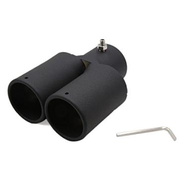 Imagem de uxcell Ponta silenciadora de escapamento de carro preta de aço inoxidável com diâmetro de entrada de 62 mm