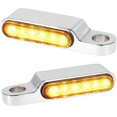 Imagem de evomosa Mini luz de seta LED para motocicleta, 2 peças, luz de pisca-pisca universal para guiador com parafusos de espelho retrovisor de 8 mm