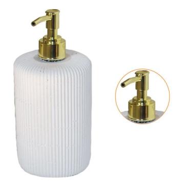 Imagem de Porta Sabonete Redondo Listrado Saboneteira Liquida Para Lavabo Banhei