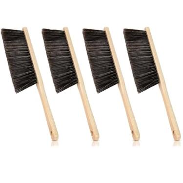 Imagem de Escova De Pó De Madeira Escova De Banco De Vassoura De Mão Com Cabo De Madeira Longo Escova De Limpeza De Cerdas Macias Escova De Móveis De Exterior Para Limpeza (Pacote de 4)