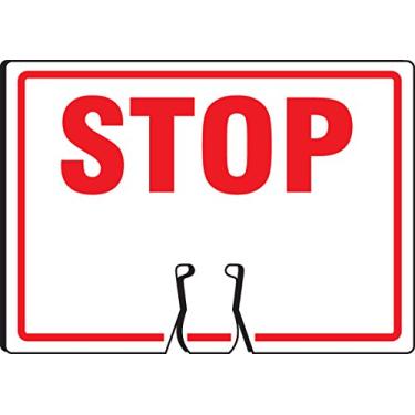 Imagem de Accuform Placa superior de cone de trânsito NMC "Stop", combine com cones laranja para criar uma placa de aviso, placa de cone de plástico de 25 x 35 cm, feita nos EUA, FBC763