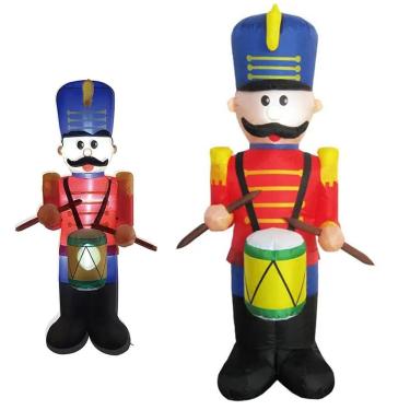 Imagem de Boneco Quebra Nozes Inflavel Natal Natalino Gigante Iluminaçao Decoraçao Casa Festa Fim de Ano Jardim Loja