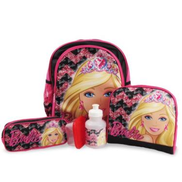 Imagem de Kit Mochila de Costas Barbie Princesa Tam M - Lancheira e Estojo - Vou