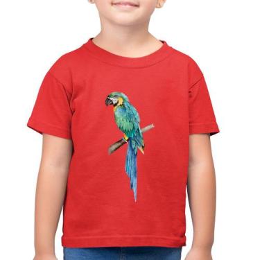 Imagem de Camiseta Algodão Infantil Arara Azul - Foca na Moda, Vermelho, 8