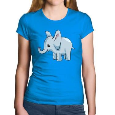 Imagem de Baby Look Algodão Elefante Bebê - Foca na Moda, Azul, GG