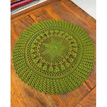 Imagem de Toalha De Mesa Redonda P Primavera Lisa 60cm Artesanal - Maria Croche 