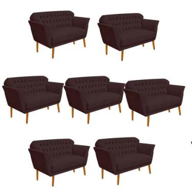 Imagem de Kit 07 Namoradeira  Decorativa  Ster com Capitone Pés Palito em Madeir