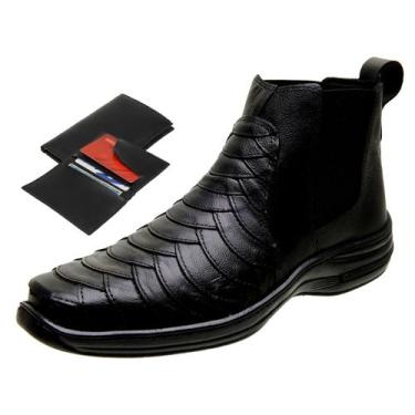 Imagem de Bota Masculina Coturno Resistente Casual Ortopédica Robusta Detalhe Es