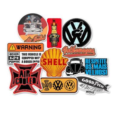 Imagem de Adesivos Fusca Kombi Vidro Lata Carro Volkswagem 10 Unidades Stickers 