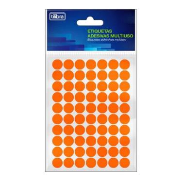Imagem de Etiqueta Adesiva Redonda Laranja Fluorescente 13mm Com 420 Etiquetas P
