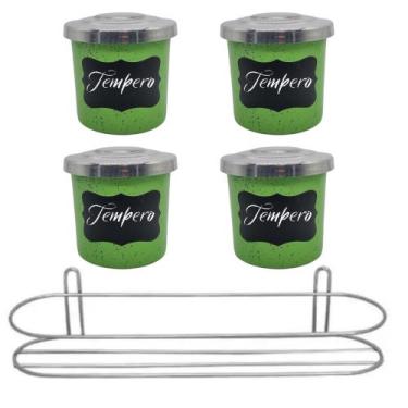 Imagem de Porta Condimentos 3 Peças Alumínio com Suporte de Papel Toalha Etiquet