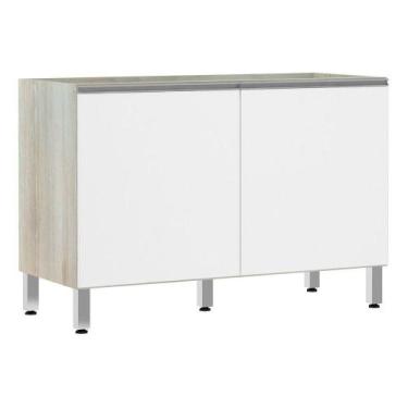 Imagem de Balcão De Pia Sem Tamp 120cm Lis Legno Crem e Branco Mat - LUCIANE