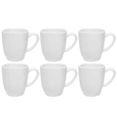 Imagem de Jogo Kit 6 Canecas Xicara Tulipa de Porcelana Chá Café 260ml Ryo White