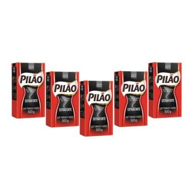 Imagem de Café Pilão Torrado e Moido Extra Forte À Vácuo 500g Kit 5 - JDE