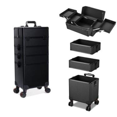 Imagem de Maleta Mala de Maquiagem Profissional Com Divisórias e Rodinha 360 Gra