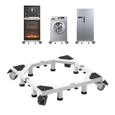 Imagem de ANBase Suporte para máquina de lavar roupa resistente todo em aço, base móvel universal, ajustável, com 4 rodas de bloqueio e 8 pés resistentes, para geladeira, mini geladeira, lavadora e secadora