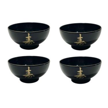 Imagem de Kit 4 Tigelas Cumbuca Bowl Para Poke Sopa Lamen Missoshiro Preto - Nih