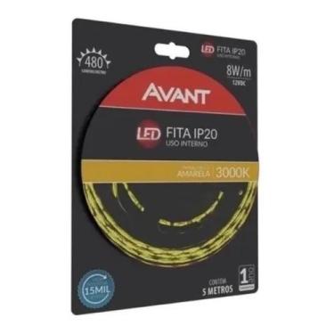 Imagem de Fita Led Interna Ip20 5m Am3000k 12v Sanca Gesso Cleset Casa - avant
