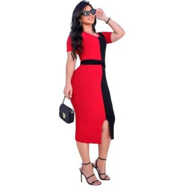 Imagem de vestido Midi Plus Size Meio a meio Moda Evangélica Feminina - MISS FLO