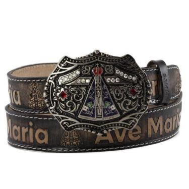 Imagem de Cinto Country  Feminino Sola Fivela Nossa Senhora Estampa  Ave Maria -