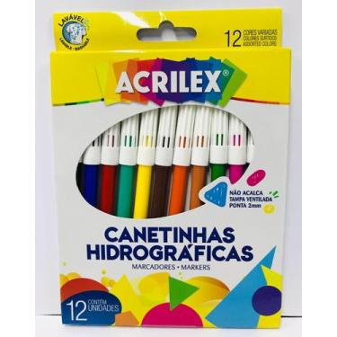 Imagem de Hidrocor Acrilex com 12 cores ponta 2mm