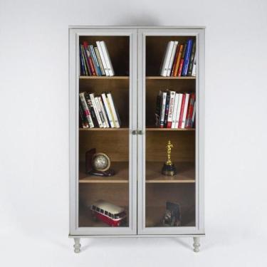 Imagem de Estante Para Livros 2 Portas Vidro Ditália E-957, Cinza