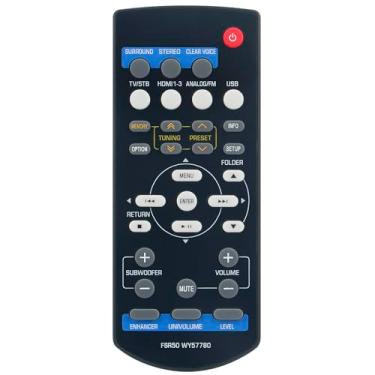 Imagem de Controle remoto de substituição FSR50 WY57780 compatível com o pacote Yamaha Home Theater Subwoofer alto-falante receptor integrado YHT-S401 YHT-S401BL SR-301 NS-BR301 YHTS401 YHTS401BL SR301 NSBR301